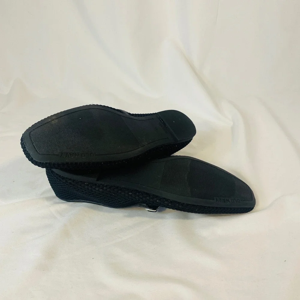 Old Navy‎ Mesh Ballet Flats Mary Jane Women's 10 Blackjack Black Buckle Strap